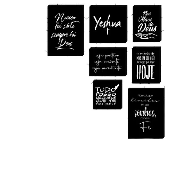 Quadros Placas mdf 6mm sala quarto yeshua frases 7 un 20x29