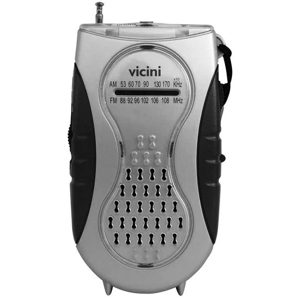 Rádio Portátil 2 Faixas e AM/FM Vicini VC-25 Prata/Preto