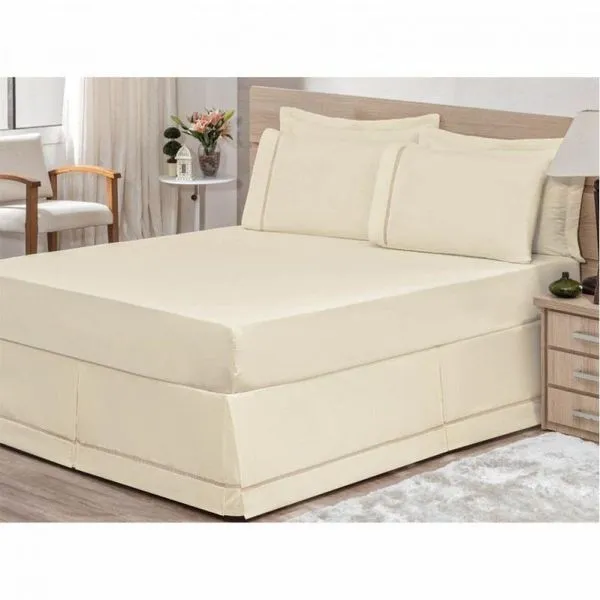 Saia para Cama Box Casal King 01 Peça Palha Bordados Ricardo