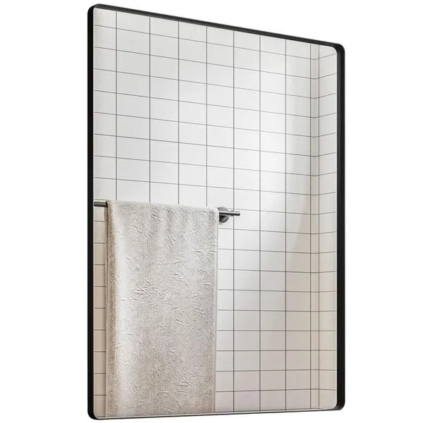 Espelho Decorativo Retangular com Moldura Aço Preto D01 90x60 cm Ibiza  - Lyam Decor