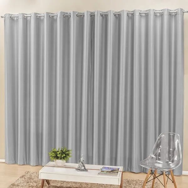 Cortina Madri para Varão Tecido Semi Blackout 2,00m x 1,70m Sala Quarto - Cinza