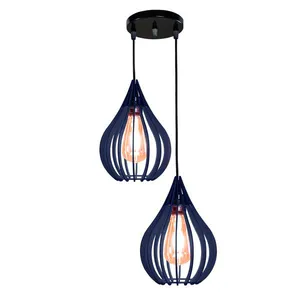 Luminária Teto Lustre pendente balcão cozinha sala duplo Azul