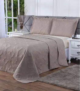 Conjunto Colcha Microfibra Queen La Dotta Bege UN / Bege