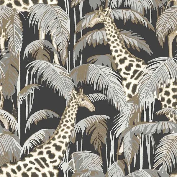 Papel de Parede Botany House Girafa Preto 15529