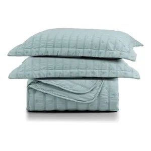Kit Colcha Cobre Leito Scarpa Plissê Queen Seersucker 3 Peças Maciez E Leveza Textura Ver Essencial
