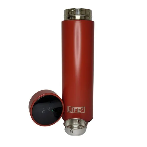 Garrafa Térmica Com Display De Temperatura 480Ml Vermelha