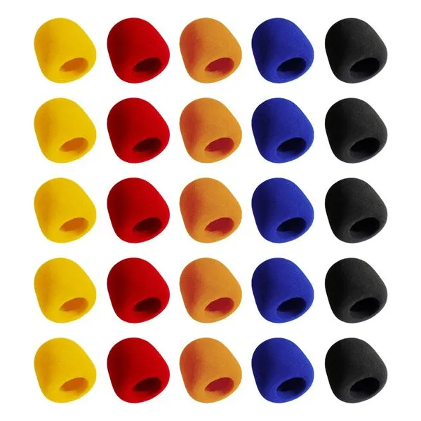 100 Kits com 5 Espumas Coloridas para Microfone (500 Peças)