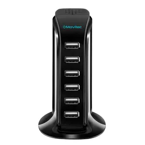 HUB Carregador 6 portas USB MOVITEC Preto HB-01 BIVOLT