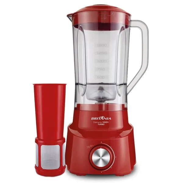 Liquidificador Britânia Diamante Vermelho 4 velocidades 1050W 127V