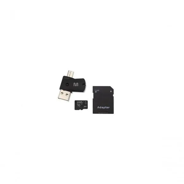 Cartão De Memória 4x1 Ultra High Speed Até 80 Mb-s Uhs1 16gb +adaptador Sd Usb Dual Mc150 Classe 10