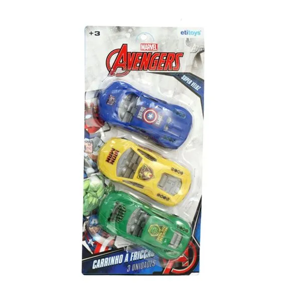 Carrinho Fricção Avengers com 3 Peças Etitoys