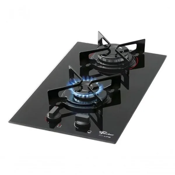 Fogão Cooktop Com Alimentação Gás Fischer Preto 2 Queimadores Bivolt