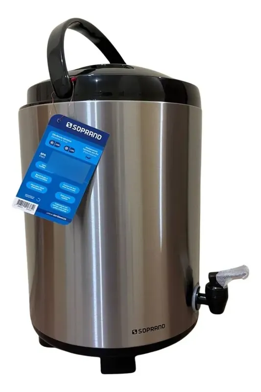 Garrafa Térmica Soprano Tipo Botijão Cooler Inox Palace 9,5l