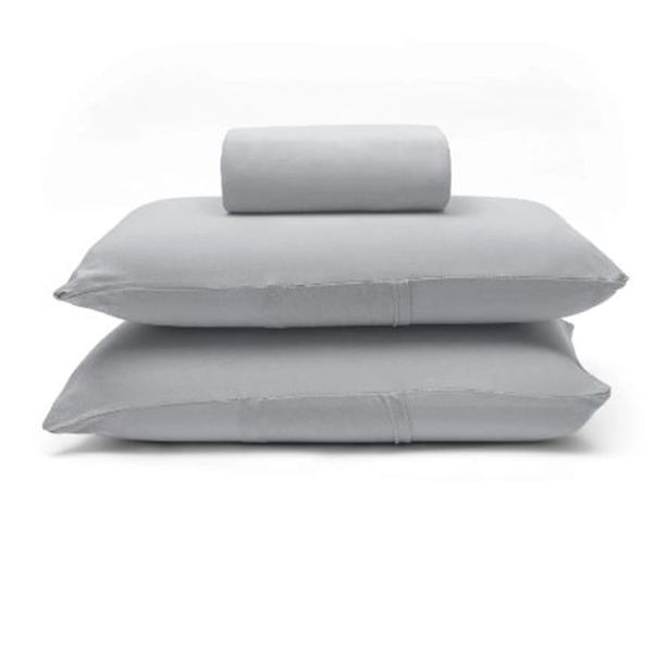Jogo de Cama Buettner King Malha 100% Algodão Basic Liso 3 Peças Prata