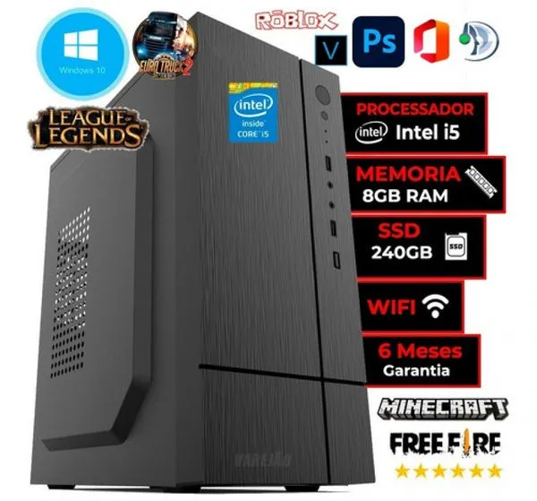 Cpu Pc Intel Core I5 3470 + Placa H61 1155 + 8 Gb + Ssd 240