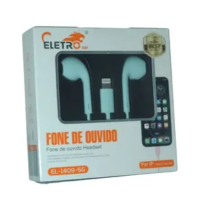 Fone Ouvido Lightning compatível com Iphone Eletromex Azul