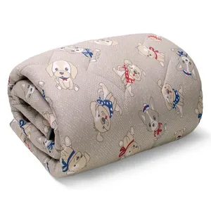 Edredom Buettner Solteiro Malha 100% Algodão Basic Estampado Dogs 150mx220m Cinza
