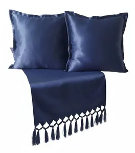 Peseira 2,30x0,43 e 2 Capas Almofada tecido jacquard Azul Marinho 0,40x0,40