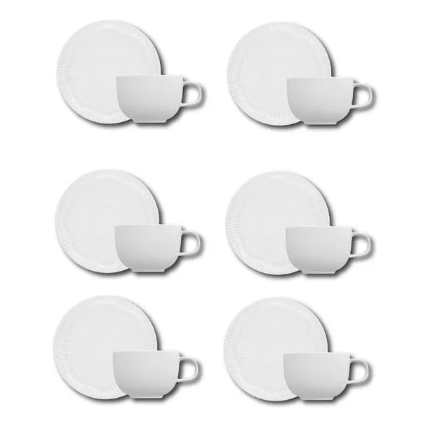 Conjunto de Xícaras para Chá Germer Shell em Porcelana 240 ml  6 Peças