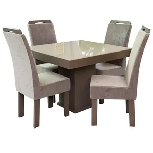 Conjunto Mesa Quadrada New Nevada com 4 Cadeiras Talismã Tabaco/Fendi