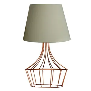 Abajur de mesa aramado balão Bege cobre cúpula algodão