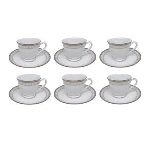 Jogo de xícaras café em porcelana Noritake Rochester Platinum 6 peças