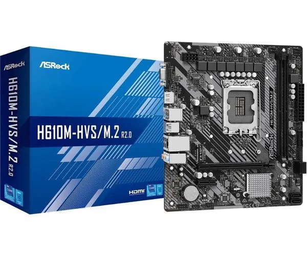 Placa Mae ASROCK H610M-HVS/M.2 R2.0 LGA1700 2XDDR4 3200 DIMM 64GB 4XSATA3 2XUSB3.2 4XUSB2.0