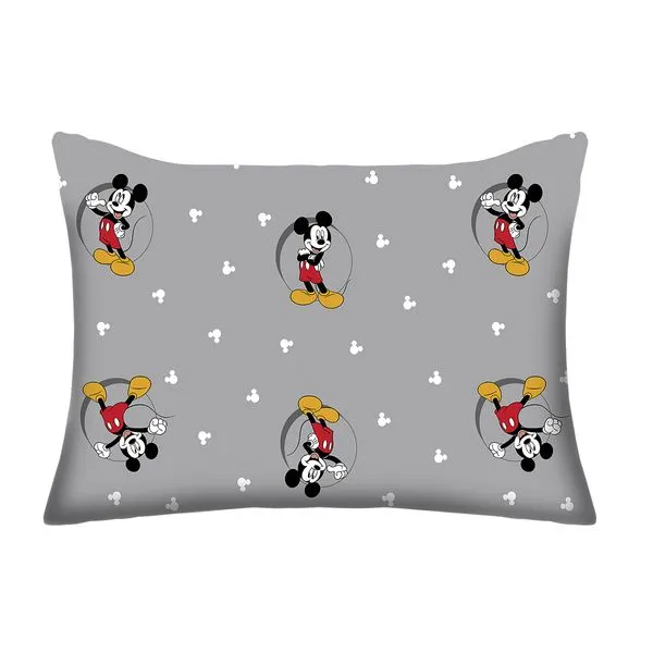Fronha Avulsa KazzaVip Malha 100% Algodão Disney Estampada Mickey Circle 48cmx68cm Cinza