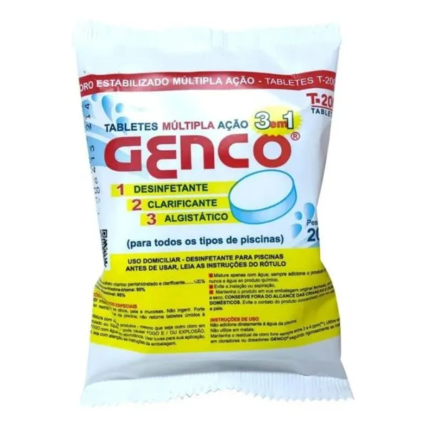 Pastilha Genco 200 Gr Cloro Estabilizado Multiacao 3x1 Und