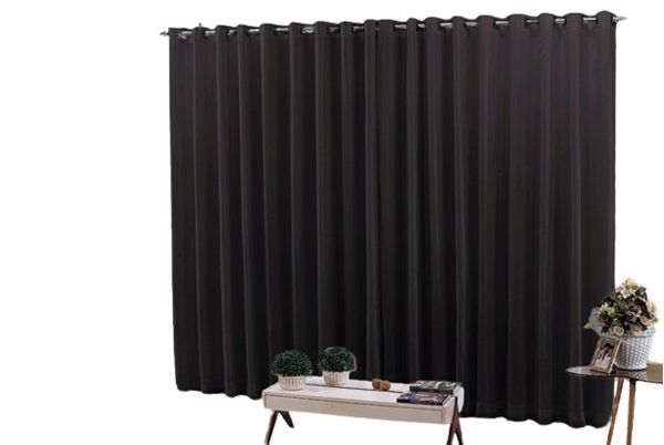 Cortina 4,00x2,30 Sala Quarto Cozinha Voil forro Blackout Preto
