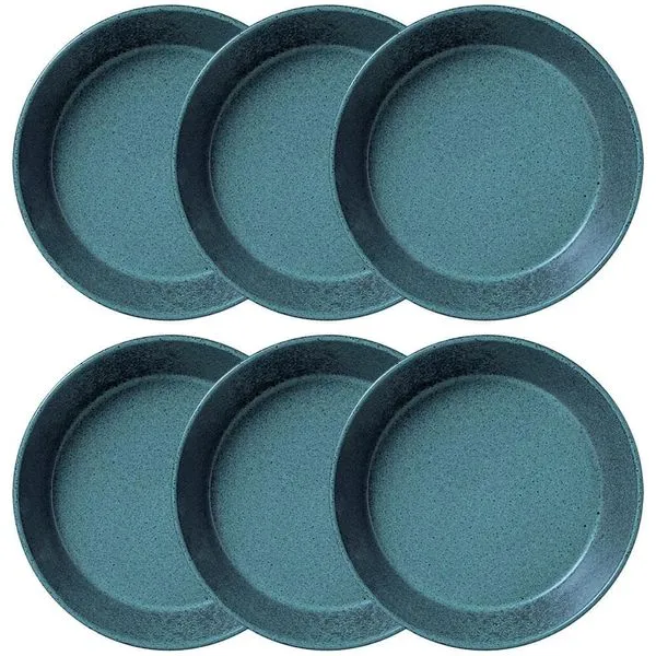 Conjunto com 6 Pratos Fundos Porto Brasil Neo Night Sky em Stoneware 19,5 cm  Azul