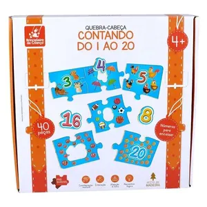 Quebra-Cabeça Contando 1 a 20 com 40 Peças Brincadeira de Criança