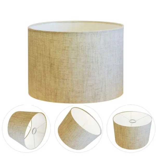 Cúpula Abajur E Luminária Cilíndrica Vivare Cp-7018 ø40x25cm - Bocal Nacional Linho Bege