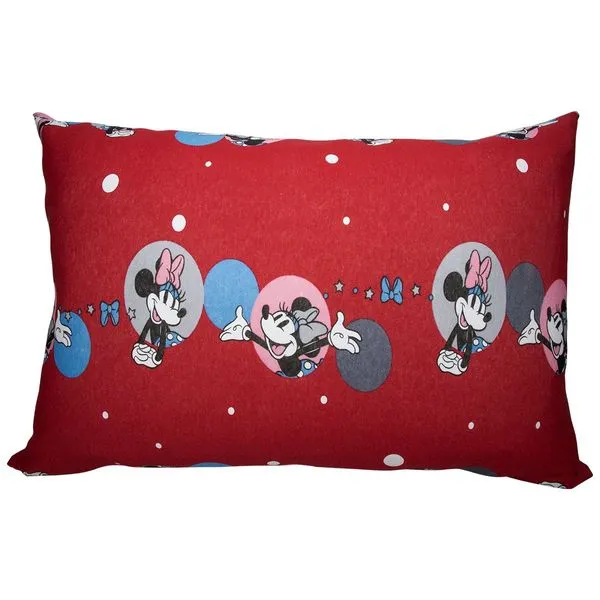 Fronha Avulsa KazzaVip Malha 100% Algodão Disney Estampada Minnie Feliz Red 48cmx68cm Vermelho