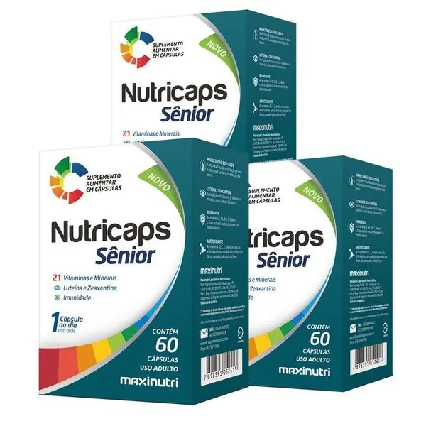 Kit 03 Nutricaps Sênior Polivitaminico Maxinutri 60 Capsulas