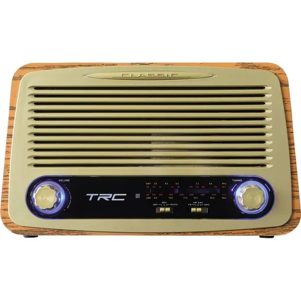 Rádio Portátil TRC AM/FM, Bluetooth, Controle Remoto Entradas USB, SD e Auxiliar Retrô TRC-212