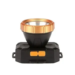 Lanterna De Cabeça Longo Alcance Usb Recarregável Camping Dourado