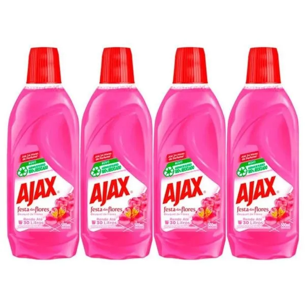 Kit 4 Limpador Ajax Festa Das Flores Bouquet De Flores 500ml