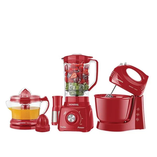 Kit Liquidificador Batedeira Espremedor Mondial Especial KT105 Vermelho 127V