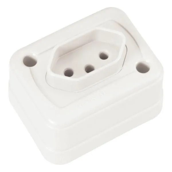 Tomada de Sobrepor 2P+T 10 A 250 V Branca