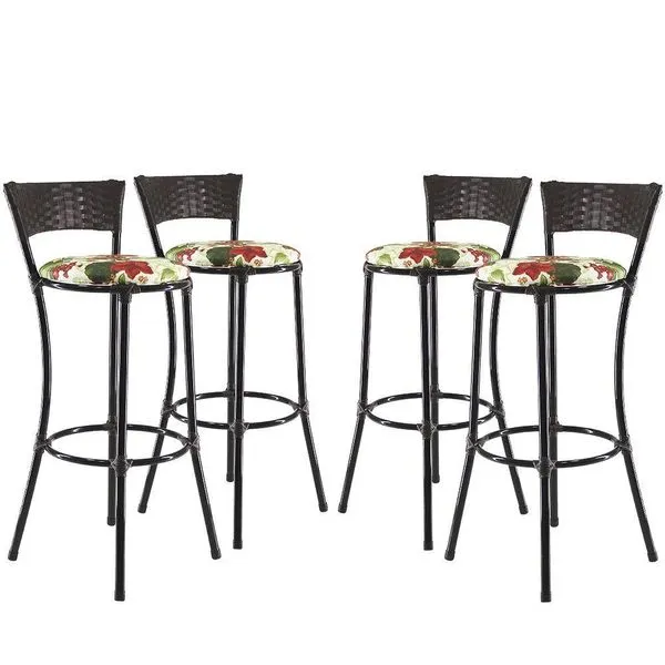 Kit Com 4 Banquetas Alta Forts Vermelho Floral, Fibra Uv Bancada, área Goumert, Bar, Piscina, Balcão