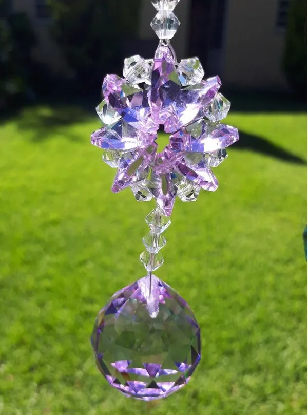 Pingente De Cristal - Suncatcher - Chakras - Facial Lilas