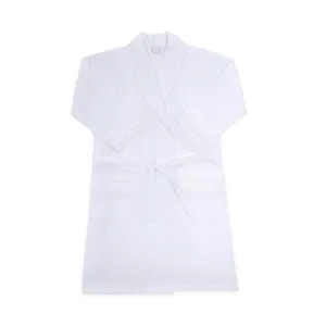Roupão KazzaVip Unissex Piquê 100%Algodão Linha Cristal Aplicação de Renda Renascença Tamanho ( P ) Branco