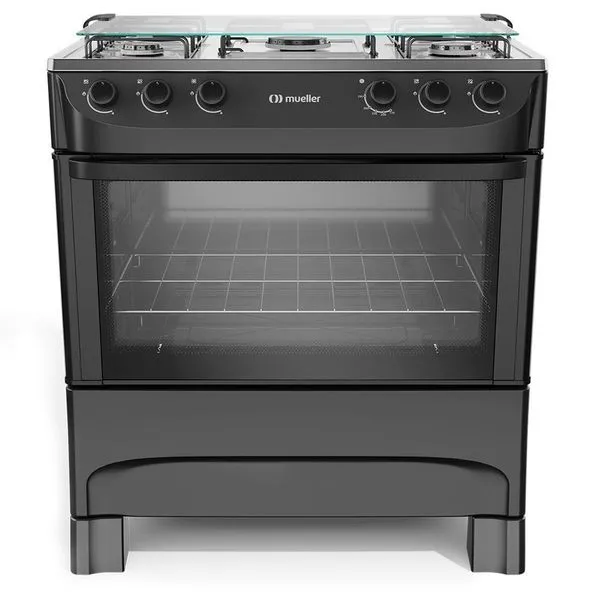 Fogão Mueller 5 Bocas Preto Fosco Acendimento Manual MFI5BA