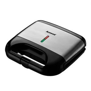 Sanduicheira Grill Elétrica Amvox New AMS500 Preta e Prata 127V