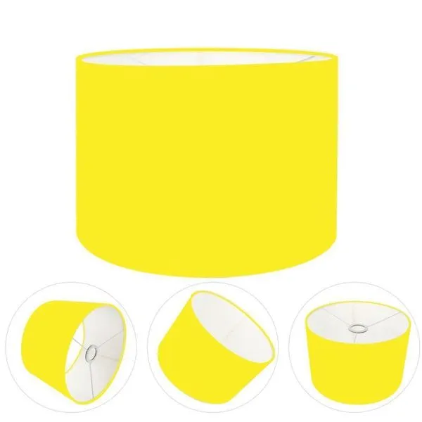 Cúpula Abajur E Luminária Cilíndrica Vivare Cp-7019 ø40x30cm - Bocal Nacional Amarelo