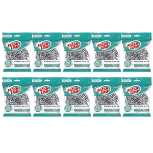Esponja para Limpeza Pesada Flashlimp em Inox - 10 Unidades
