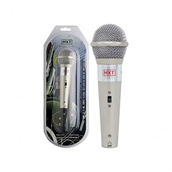 Microfone Mxt M-996 Plastico Prata Com Fio 3 Metros 541023
