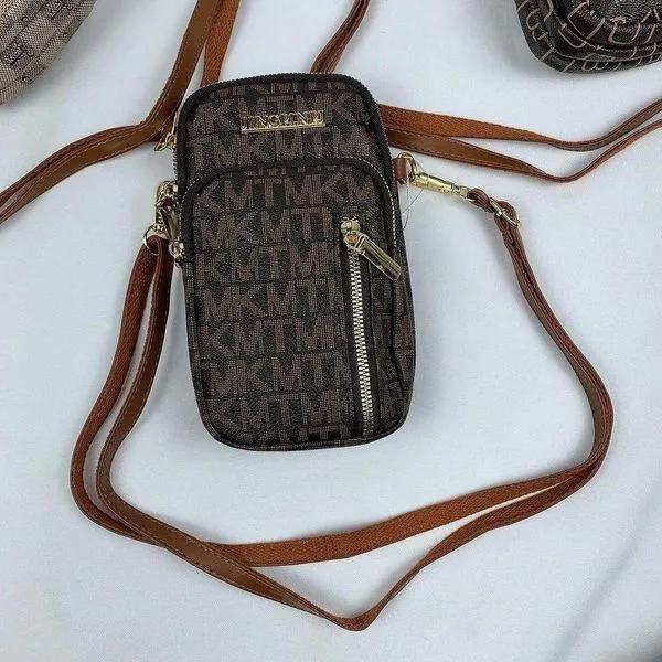Bolsa Feminina Tiracolo Transversal Porta Celular Com Alça Ajustável Passeio pretocomdourado