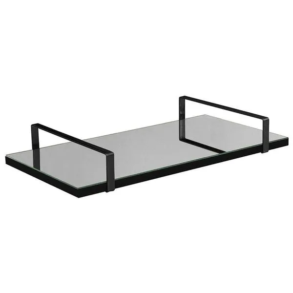 Bandeja Espelhada 25x50cm Borda Infinita Alça Preta